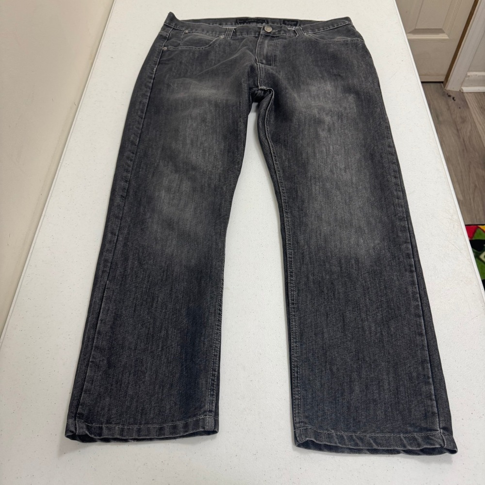 PD&C Mens Slim Straight Jeans Faded Black Dark‎ Wash 36x30 Denim Pants